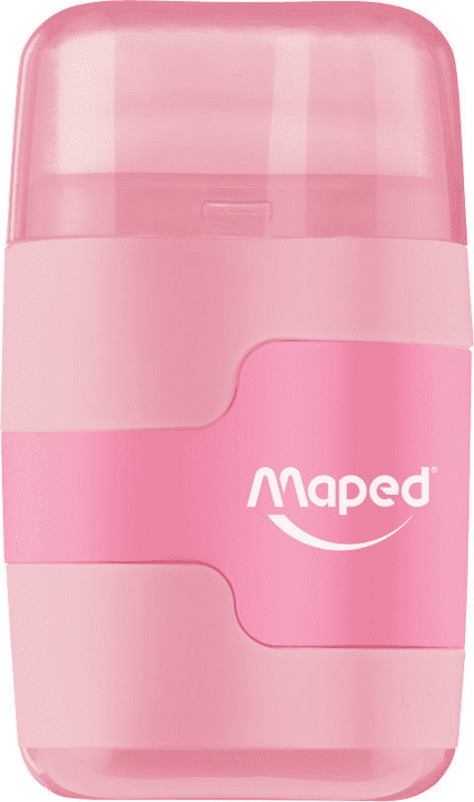 Γόμα - Ξύστρα Connect Τετράγωνη Παστέλ - 2 Τρύπες - Ροζ