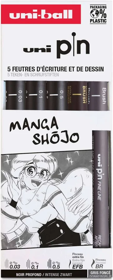 5 Drawing and Writing Felt-tip Pens Manga Shojo - uni-ball