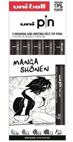 5 Drawing and Writing Felt-tip Pens Manga Shonen - uni-ball