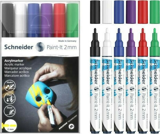 Schneider Paint-It 310 Ακρυλικοί Μαρκαδόροι 2mm Σετ 6 χρώματα