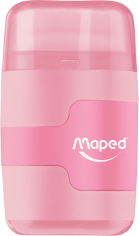 Γόμα - Ξύστρα Connect Τετράγωνη Παστέλ - 2 Τρύπες - Ροζ