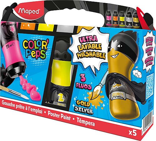 Τέμπερα 5x75ml Fluo + Μεταλιζέ Χρώματα