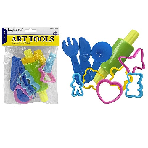 Καλούπια-Εργαλεία Πλαστελίνης-Πηλού σετ=10 τεμ 12cm