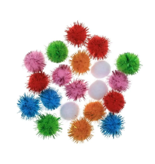Πομ Πομ Χειροτεχνίας The Littlies Glitter 11 Διάφορα Χρώματα 15mm 30 Τμχ.