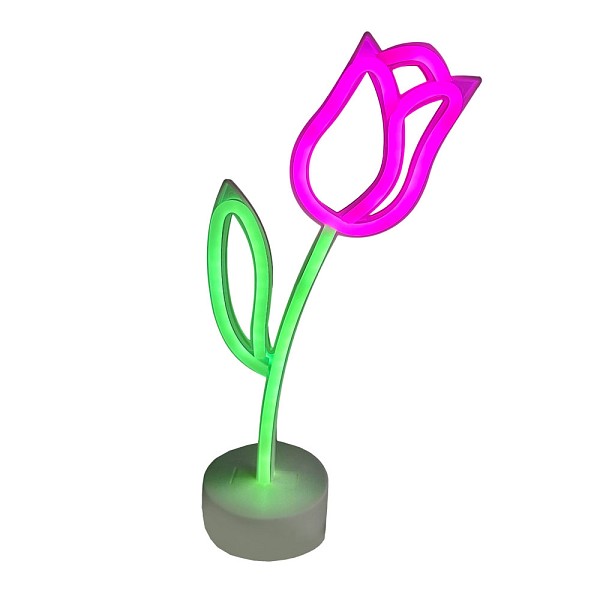 Φωτιστικό Neon Λουλούδι με Βάση – 31cm (USB & Μπαταρία)