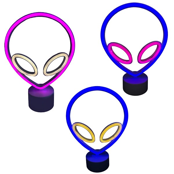 Φωτιστικό Neon Εξωγήινος με Βάση – 3 Χρώματα, 27cm (USB & Μπαταρία)